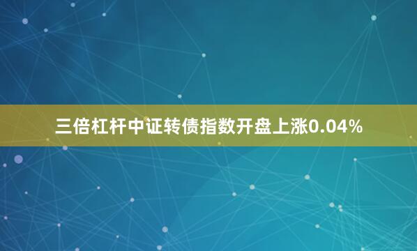 三倍杠杆中证转债指数开盘上涨0.04%