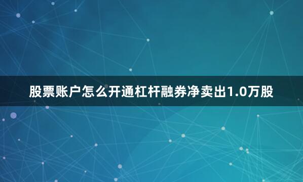股票账户怎么开通杠杆融券净卖出1.0万股